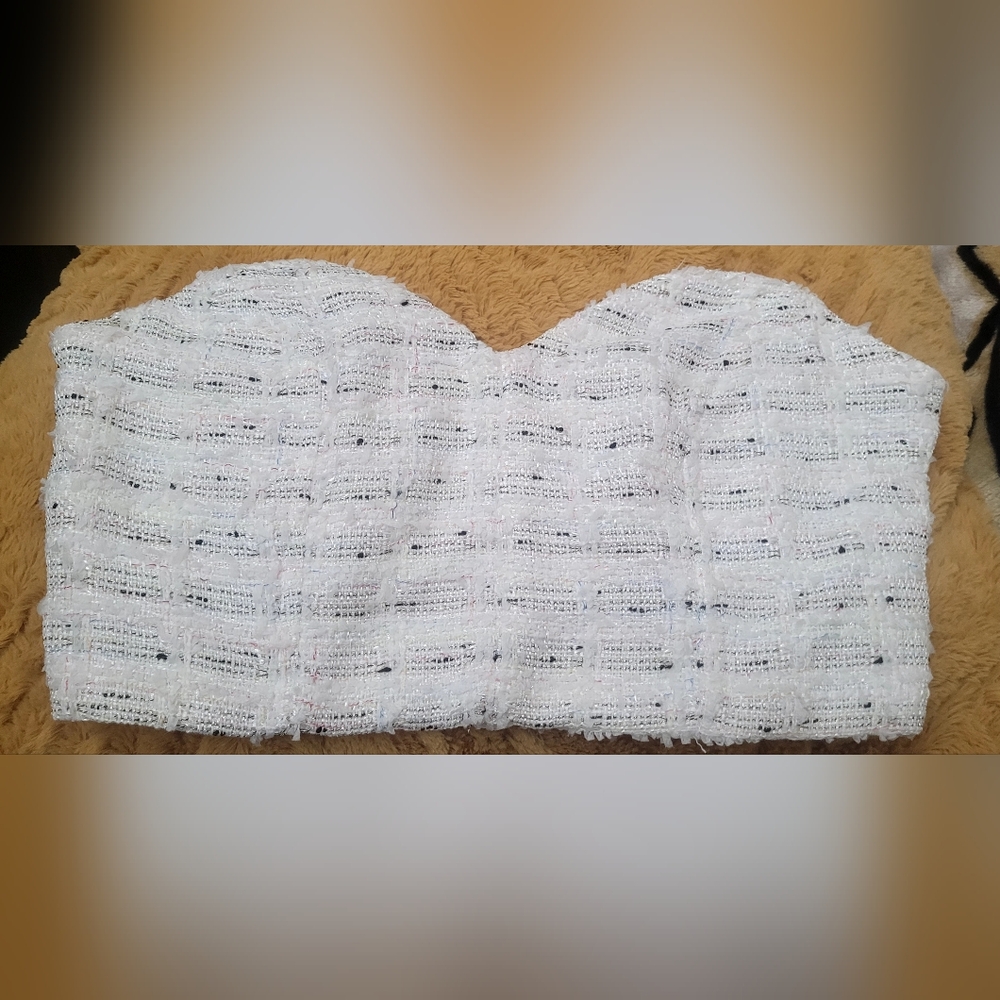 MISA Los Angeles White Tweed Strapless Short Set-Size Med         G66 - Picture 7 of 15